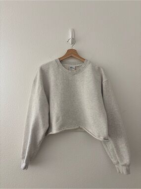 Aritzia sweatfleece cozy fleece cropped sweater in grey